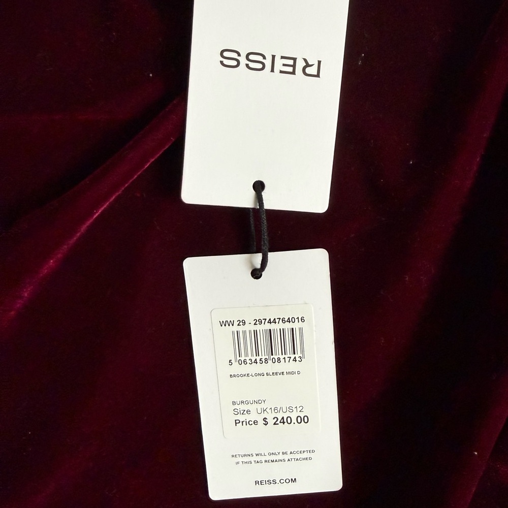 Reiss Deep Red Velvet Cocktail Dress - Picture 3 of 3